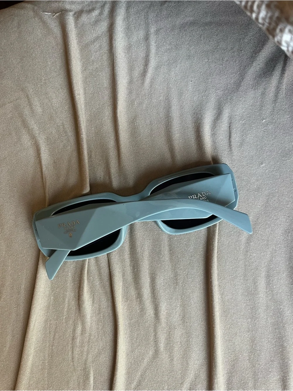 Prada Mint Green Square Frame Sunglasses with Dark Lenses